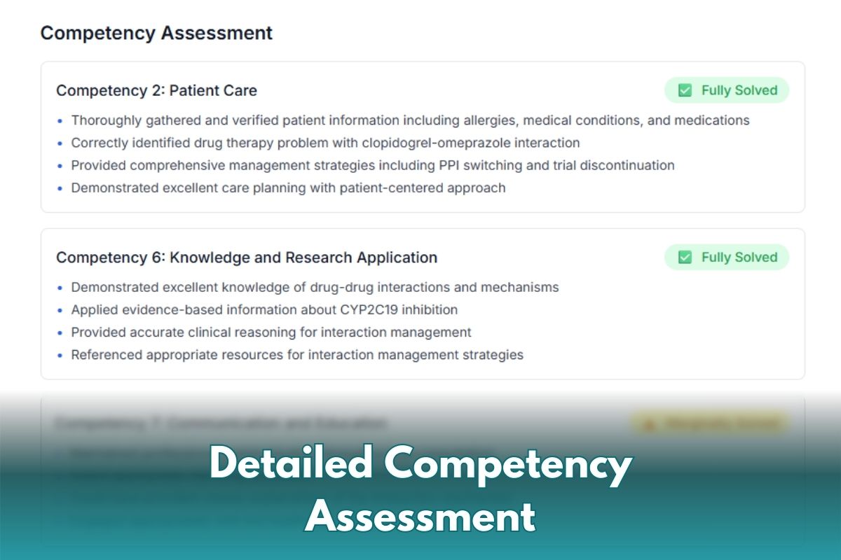 OSCE Station Interface - Detailed competency assessments