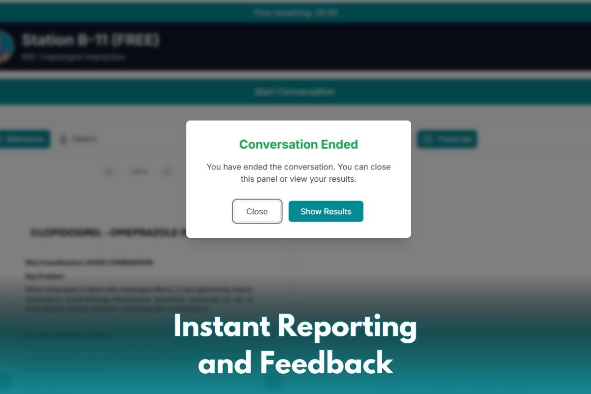 OSCE Station Interface - Instant reporting and feedback